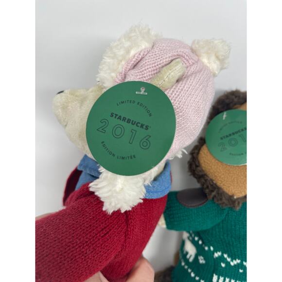 Lot of 2 Starbucks LE Limited Edition 2016 Teddy Bears Complete with Outfits 9" - Picture 7 of 10
